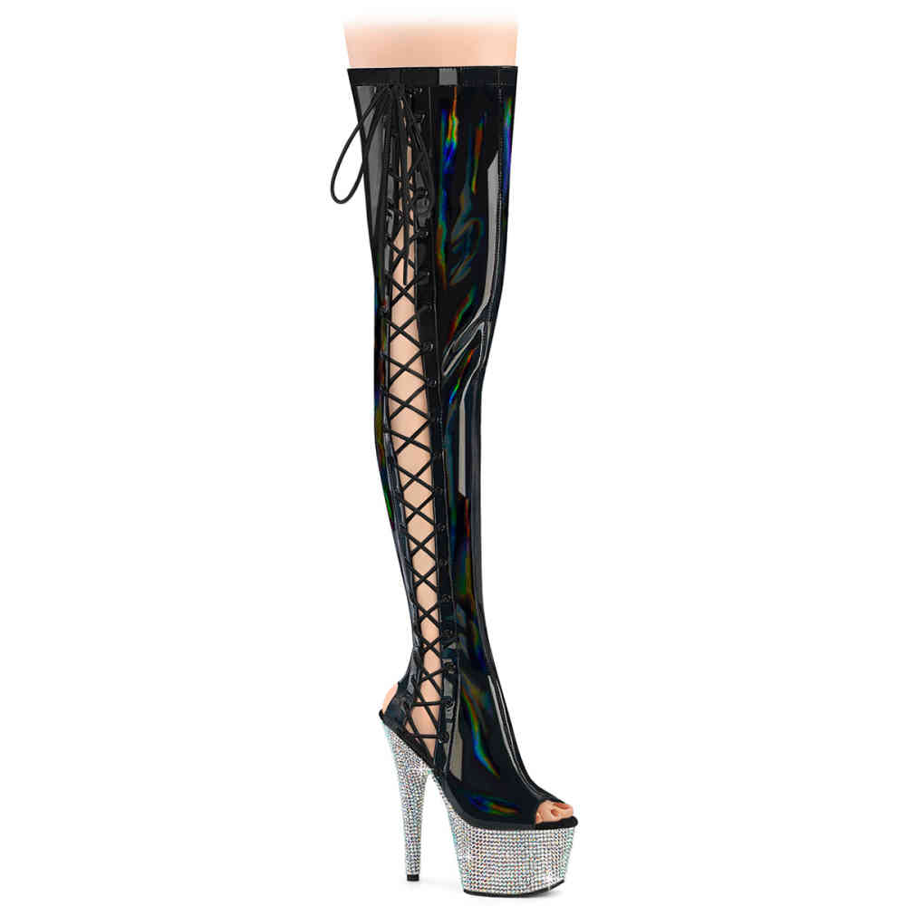 Pleaser - BEJEWELED3052HG7 Plattform Overknee Stiefel - Schwarz Product image